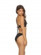 Brassière de sport de bain Dusk Sporty Noir imprimé plumetis Doré - PilyQ	