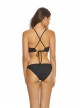 Brassière de sport de bain Dusk Sporty Noir imprimé plumetis Doré - PilyQ	