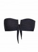 Haut de maillot de bain Bandeau en V Dusk Sporty Noir imprimé plumetis Doré - PilyQ