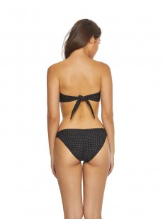 Haut de maillot de bain Bandeau en V Dusk Sporty Noir imprimé plumetis Doré - PilyQ