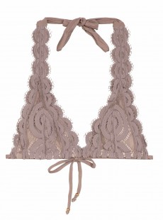 Haut de maillot de bain Triangle en dentelle Sandstone Lace Marron - PilyQ