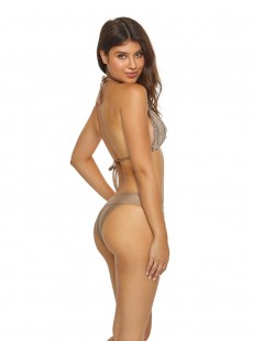 Haut de maillot de bain Triangle en dentelle Sandstone Lace Marron - PilyQ