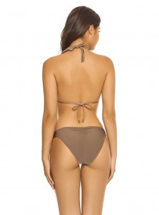 Haut de maillot de bain Triangle en dentelle Sandstone Lace Marron - PilyQ