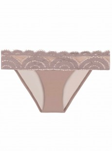 Culotte de bain en dentelle Sandstone Lace Marron - PilyQ 