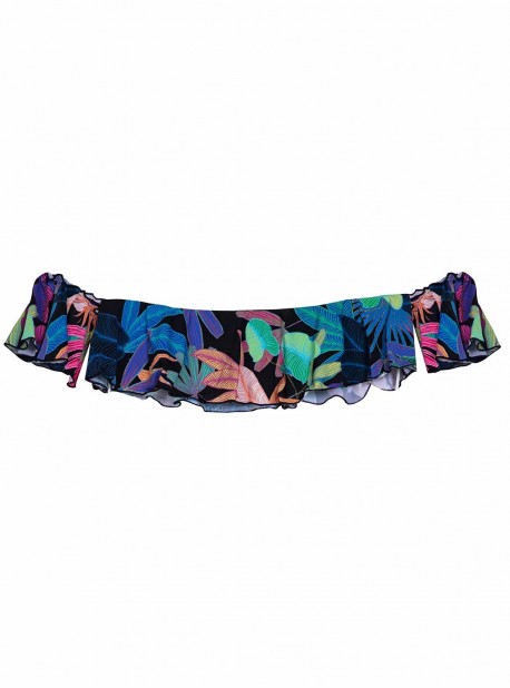 Haut de maillot de bain Bandeau à volants Aralia Ruffle Off Shoulder Imprimés fleuris - PilyQ
