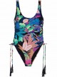 Maillot de bain 1 pièce Réversible Aralia Lola Lace Up Imprimés fleuris/Noir - PilyQ