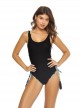 Maillot de bain 1 pièce Réversible Aralia Lola Lace Up Imprimés fleuris/Noir - PilyQ
