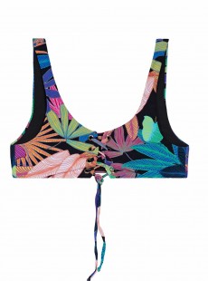 Haut de maillot de bain Balconnet ajouré Aralia Lace Up imprimés fleuris - PilyQ