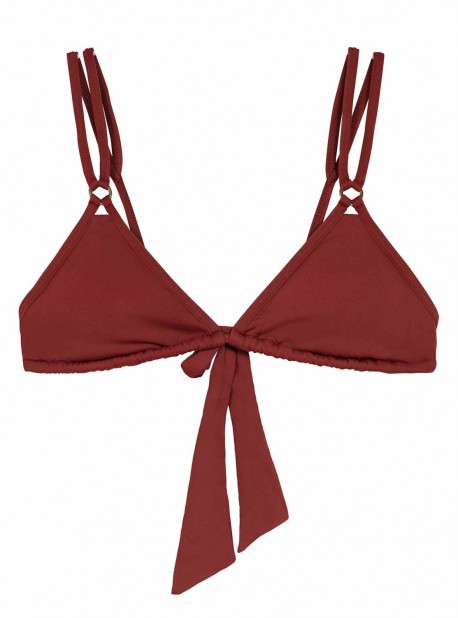 Haut de maillot de bain Triangle Henna Ring Rouge - PilyQ