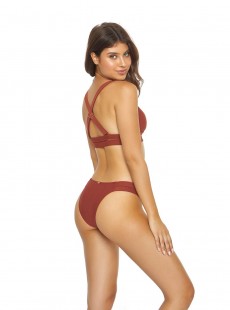 Haut de maillot de bain triangle Henna Stitched Rouge - PilyQ