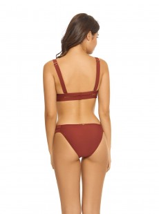Haut de maillot de bain triangle Henna Stitched Rouge - PilyQ