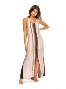 Robe de plage Longue à rayures Papaya Faith Rose - PilyQ