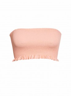 Haut de maillot de bain Bandeau à volants Papaya Smocked Rose - PilyQ