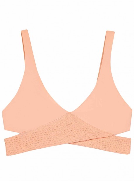 Haut de maillot de bain triangle Papaya Smocked Criss Cross Rose - PilyQ