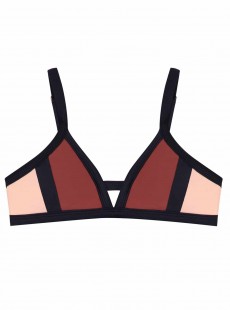 Haut de maillot de bain Triangle Papaya Color Block Marron/Rose - PilyQ