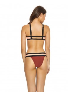 Culotte de bain Papaya Color Block Marron/Rose - PilyQ