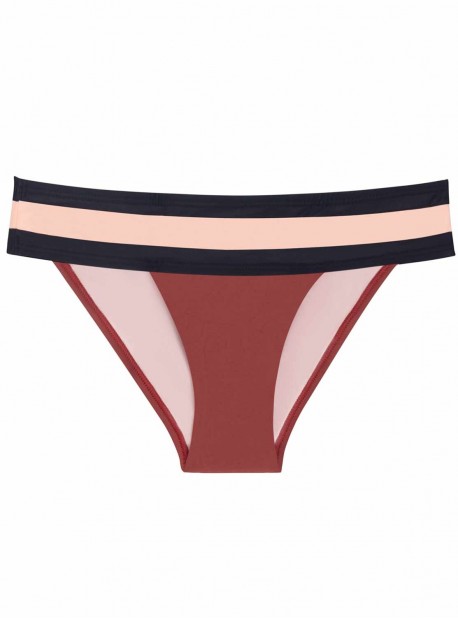 Culotte de bain Papaya Color Block Marron/Rose - PilyQ