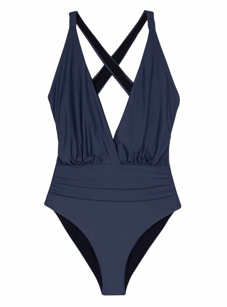 Maillot de bain 1 pièce plongeant Poseidon Kira Bleu - PilyQ