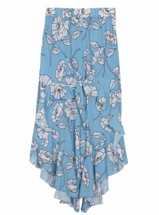 Pantalon de plage long à volants Poppy Ruffle Imprimés fleuris/Bleu - PilyQ