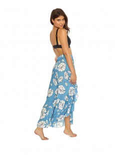 Pantalon de plage long à volants Poppy Ruffle Imprimés fleuris/Bleu - PilyQ