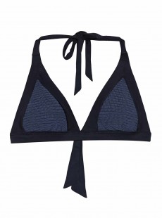 Haut de maillot de bain Triangle Poseidon Mix Up Smocked Gris/Noir - PilyQ