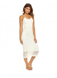 Robe de plage longue à crochets Water Lily Crochet Blanc - PilyQ