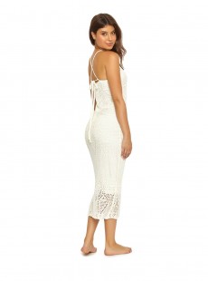 Robe de plage longue à crochets Water Lily Crochet Blanc - PilyQ