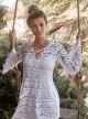 Robe de plage longue Poseidon Pom Pom blanc - PilyQ