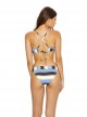Brassière de bain sport  à rayures Cancun Stripe Sporty Bleu/Blanc/Noir - PilyQ