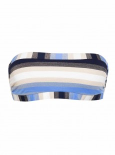 Haut de maillot de bain Bandeau à rayures Cancun Stripe Banded Bleu/Blanc - PilyQ