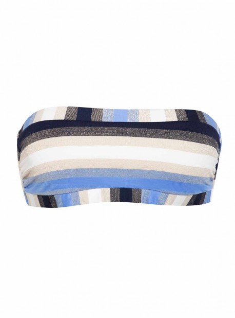 Haut de maillot de bain Bandeau à rayures Cancun Stripe Banded Bleu/Blanc - PilyQ