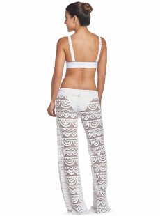 Pantalon long de plage en dentelle Must Haves Malibu Lace Blanc - PilyQ 
