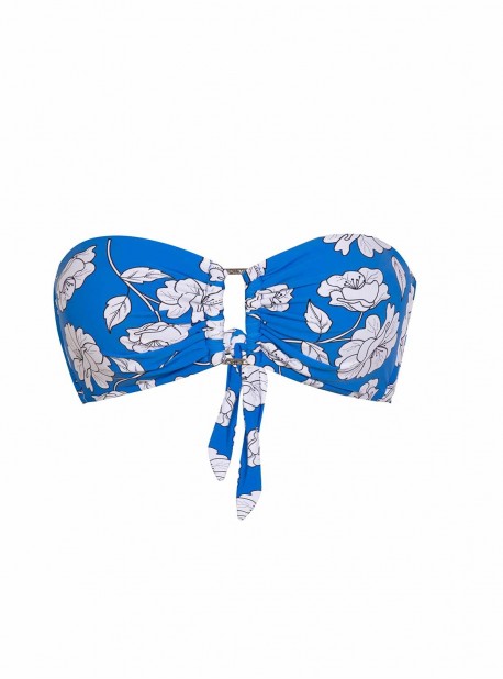 Haut de maillot de bain Bandeau Poppy Detail imprimés fleuris / Bleu - PilyQ