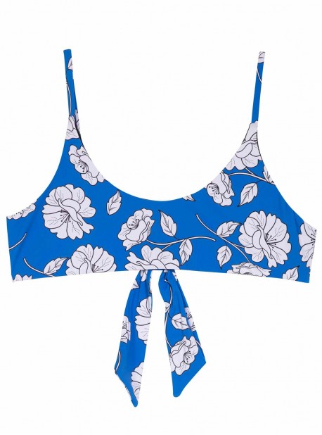 Haut de maillot de bain triangle réversible Poppy Andrea imprimés fleuris /bleu - PilyQ