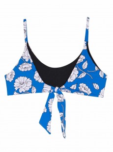 Haut de maillot de bain triangle réversible Poppy Andrea imprimés fleuris /bleu - PilyQ