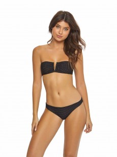 Haut de maillot de bain Bandeau en V Dusk Sporty Noir imprimé plumetis Doré - PilyQ