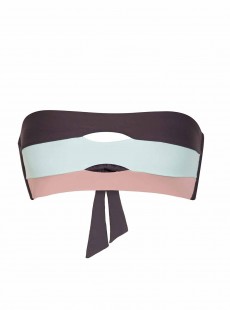 Haut de maillot de bain bandeau Riviera Color Block Marron - PilyQ