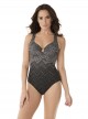 Maillot de bain 1 pièce gainant Criss Cross Escape imprimé gris / noir - Stitch Mix - " M " - Miracl
