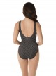 Maillot de bain 1 pièce gainant Criss Cross Escape imprimé gris / noir - Stitch Mix - " M " - Miracl