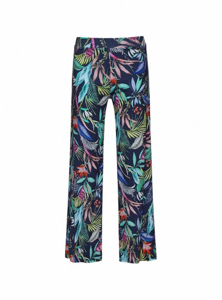 Pantalon large bleu imprimé fleuris - Hamptons - Cyell