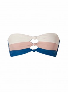Haut de maillot de bain bandeau Island Blue Bleu Blanc Rose - PilyQ