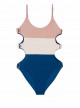 Maillot de bain 1 pièce Island Blue Bleu Blanc Rose - PilyQ