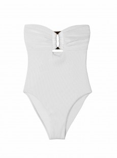 Maillot de bain 1 pièce bandeau white Pearl Blanc - PilyQ