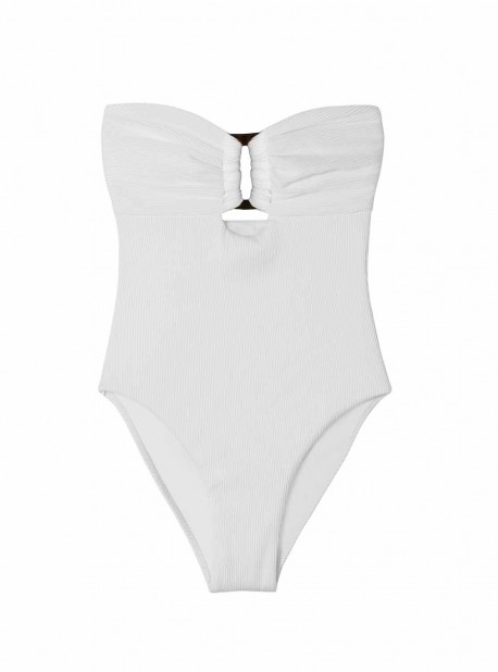 Maillot de bain 1 pièce bandeau white Pearl Blanc - PilyQ (copie)