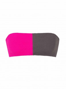 Haut de maillot de bain bandeau bicolore rose et gris Acai Reef - PilyQ