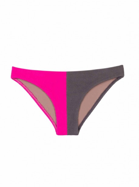 Culotte de bain échancrée bicolore rose et grise Acai Reef - PilyQ