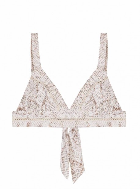 Haut de maillot de bain balconnet Cobra blanc à motif - PilyQ
