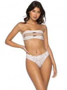 Haut de maillot de bain bandeau Cobra blanc à motif - PilyQ