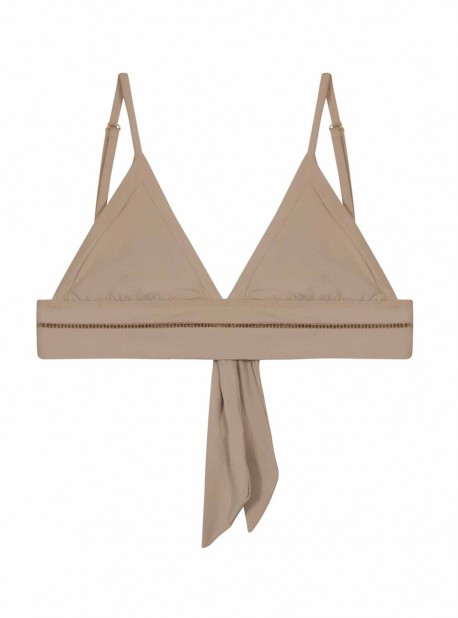Haut de maillot de bain triangle Oyster Beige - PilyQ