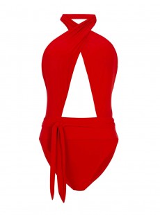 Maillot de bain 1 pièce échancrée Red Coral Rouge - PilyQ